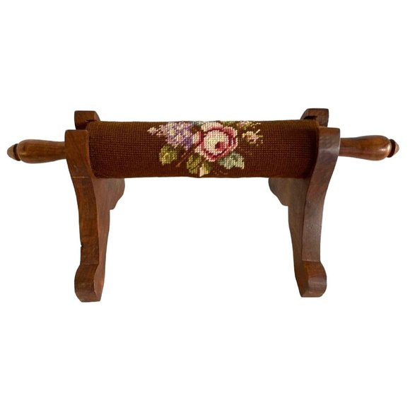 Handmade Other - Antique Barrel Cylinder Wood Footrest Rolling Pin Foot Stool Farmhouse Footstool